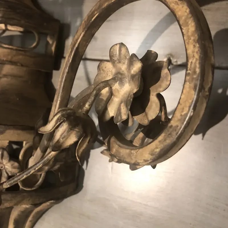 Vintage Italian Three Lights Wrought Iron Sconce - 9