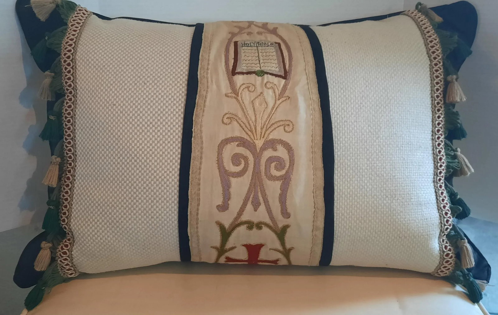 Custom Vintage Vestment Lumbar Pillow - 3