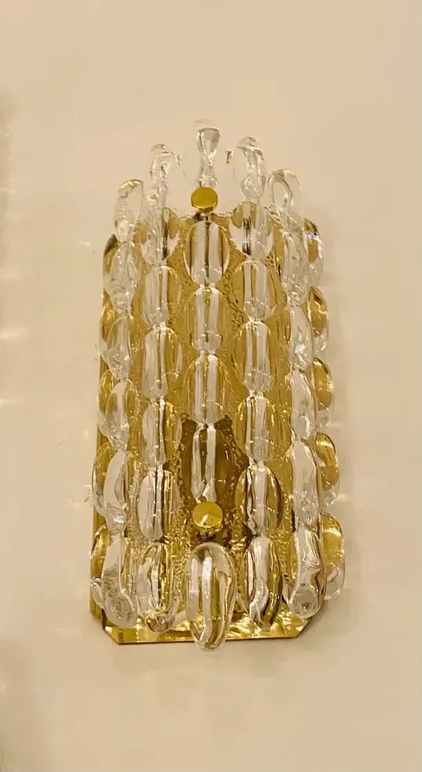 Karl Fagerland Orrefors Bubble Crystal Wall Lights Pair - 3