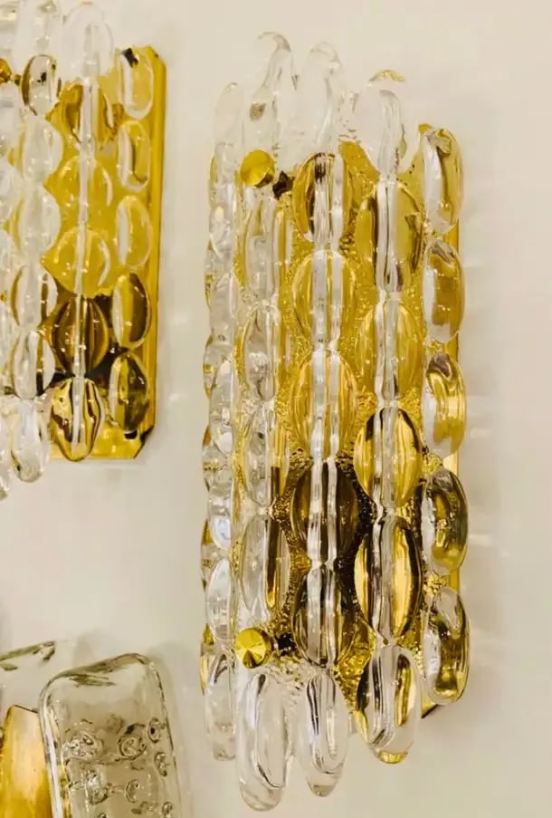 Karl Fagerland Orrefors Bubble Crystal Wall Lights Pair - 6
