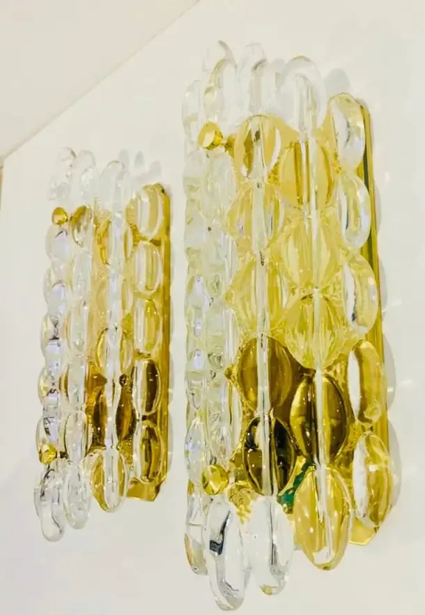 Karl Fagerland Orrefors Bubble Crystal Wall Lights Pair - 9