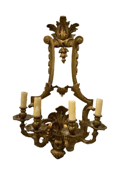 1920s Italian Bronze Wall 4 Light Wall Sconces - a Pair - 2