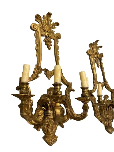 1920s Italian Bronze Wall 4 Light Wall Sconces - a Pair - 3