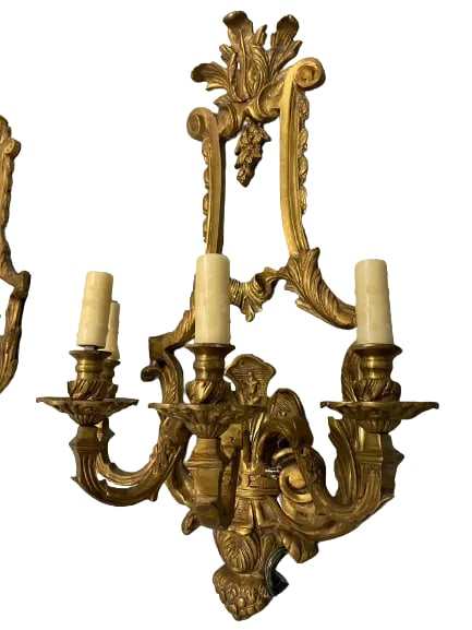 1920s Italian Bronze Wall 4 Light Wall Sconces - a Pair - 4