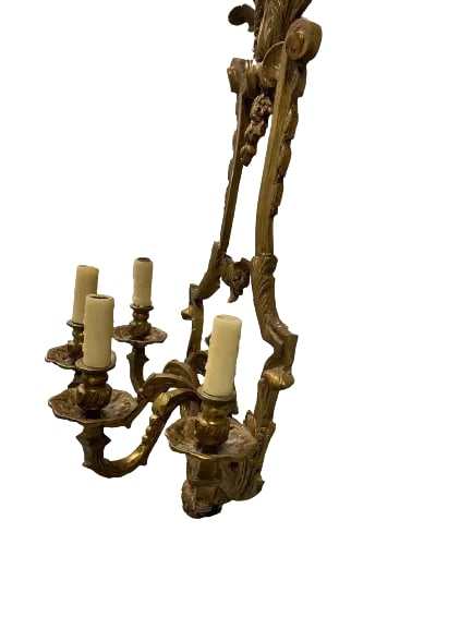 1920s Italian Bronze Wall 4 Light Wall Sconces - a Pair - 5