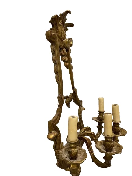 1920s Italian Bronze Wall 4 Light Wall Sconces - a Pair - 6
