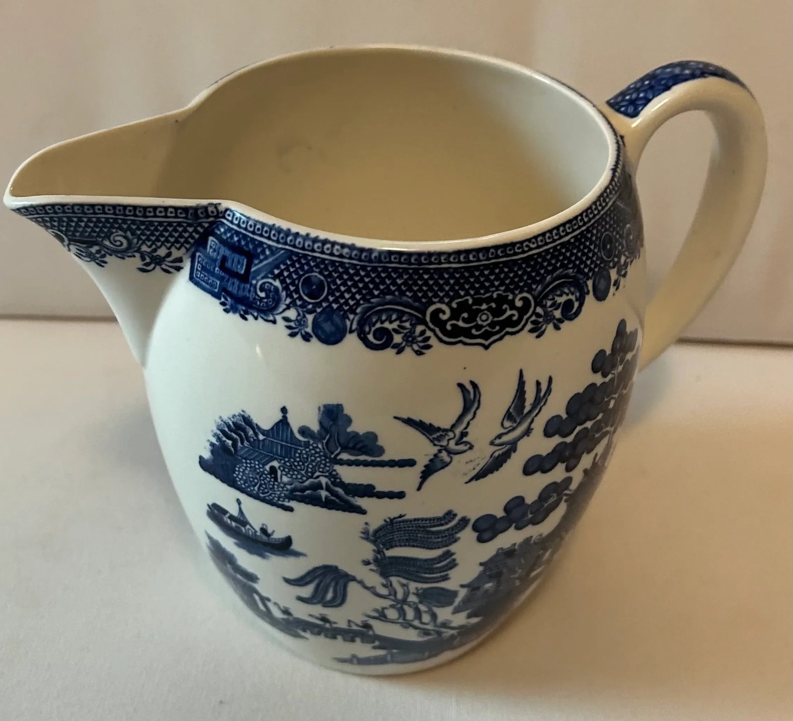 Early 20th Century Blue Willow Transferware Water Pitcher for Johnson Bros - 3