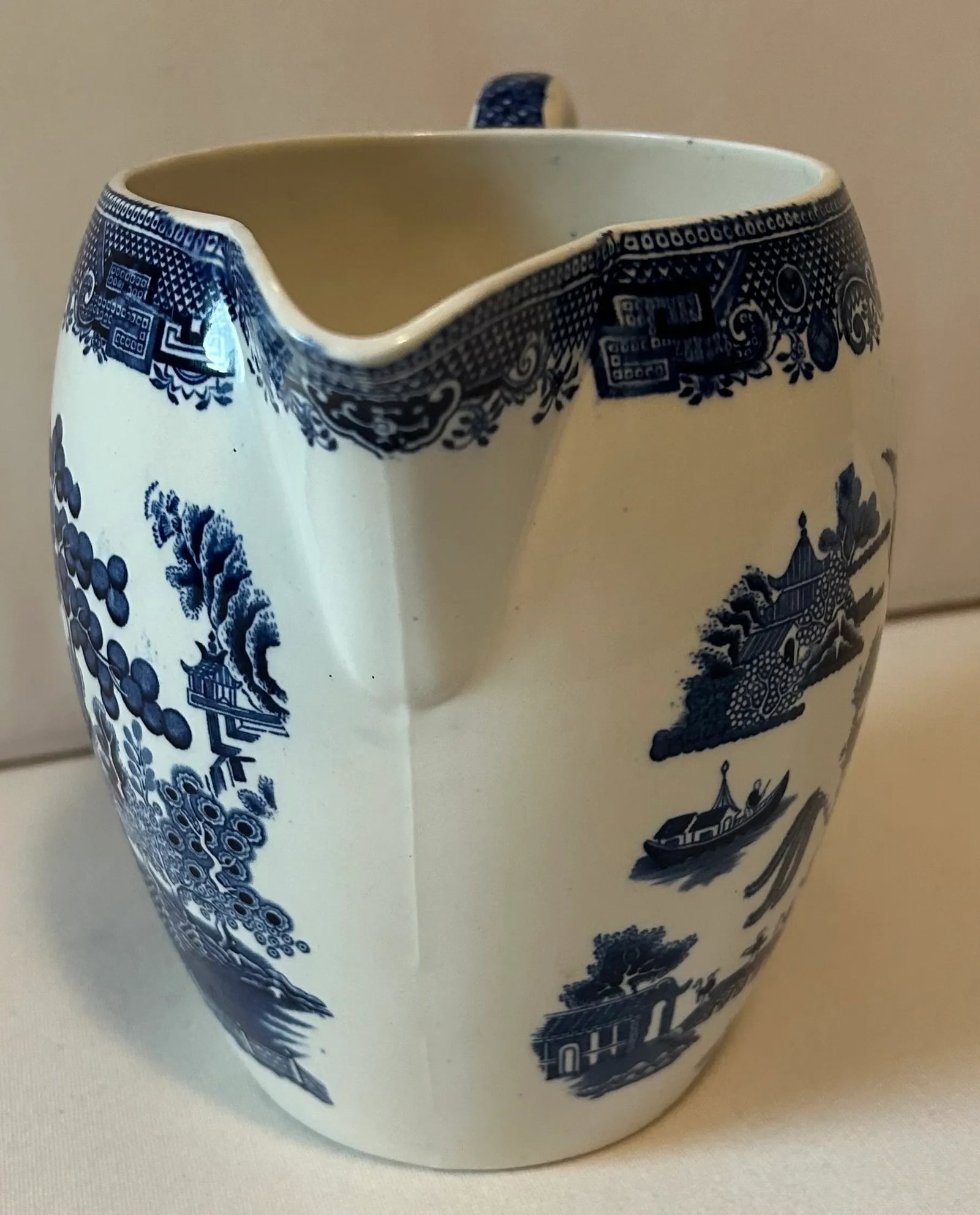 Early 20th Century Blue Willow Transferware Water Pitcher for Johnson Bros - 5