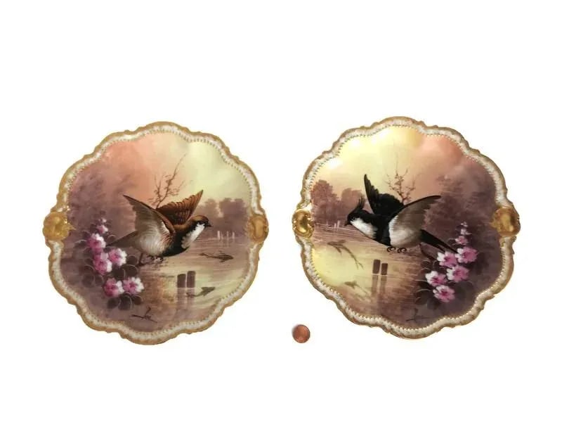 Antique Limoges Mermod & Jaccard Cabinet Plates Game Birds Set of 2 - 2