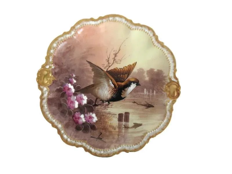 Antique Limoges Mermod & Jaccard Cabinet Plates Game Birds Set of 2 - 3