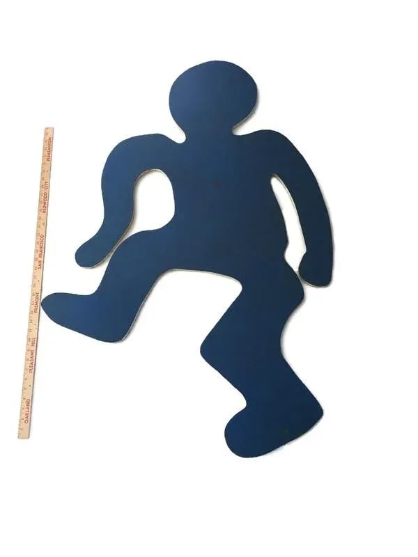 1990s Two Side Pop Art Blue Yellow Splatter Foam Board Figure Wall Sculpture - 2