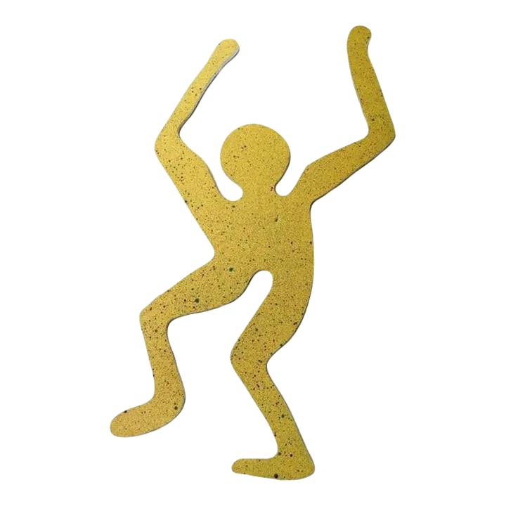 1990s Two-Sided Pop Art Yellow Green Splatter Foam Board Figure Wall Sculpture: 1990 pop art wall sculpture made of Gatorfoam. Two sided yellow and green with splatter effect. You can choose the color your like. 46"X25"0.5"D. There is a restored patch on the yellow side, about 1/