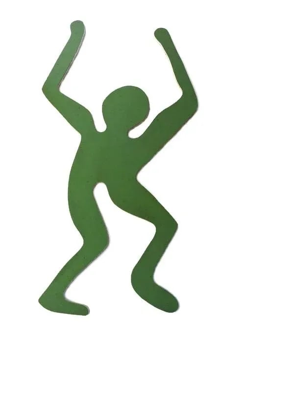 1990s Two-Sided Pop Art Yellow Green Splatter Foam Board Figure Wall Sculpture - 2