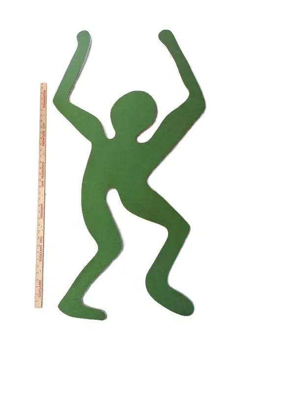1990s Two-Sided Pop Art Yellow Green Splatter Foam Board Figure Wall Sculpture - 3