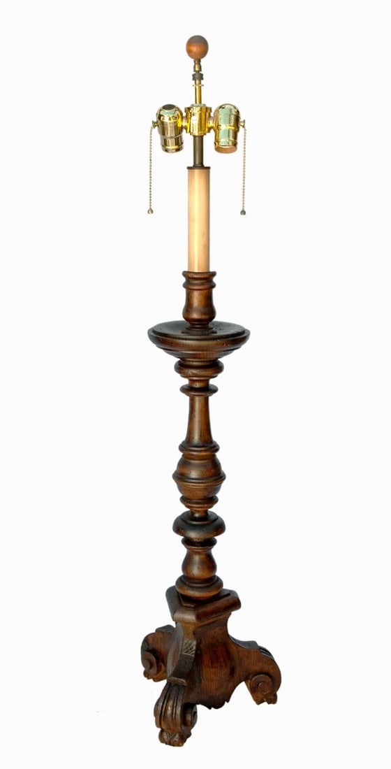 Chapman Vintage Wood Candlestick Lamp - 2
