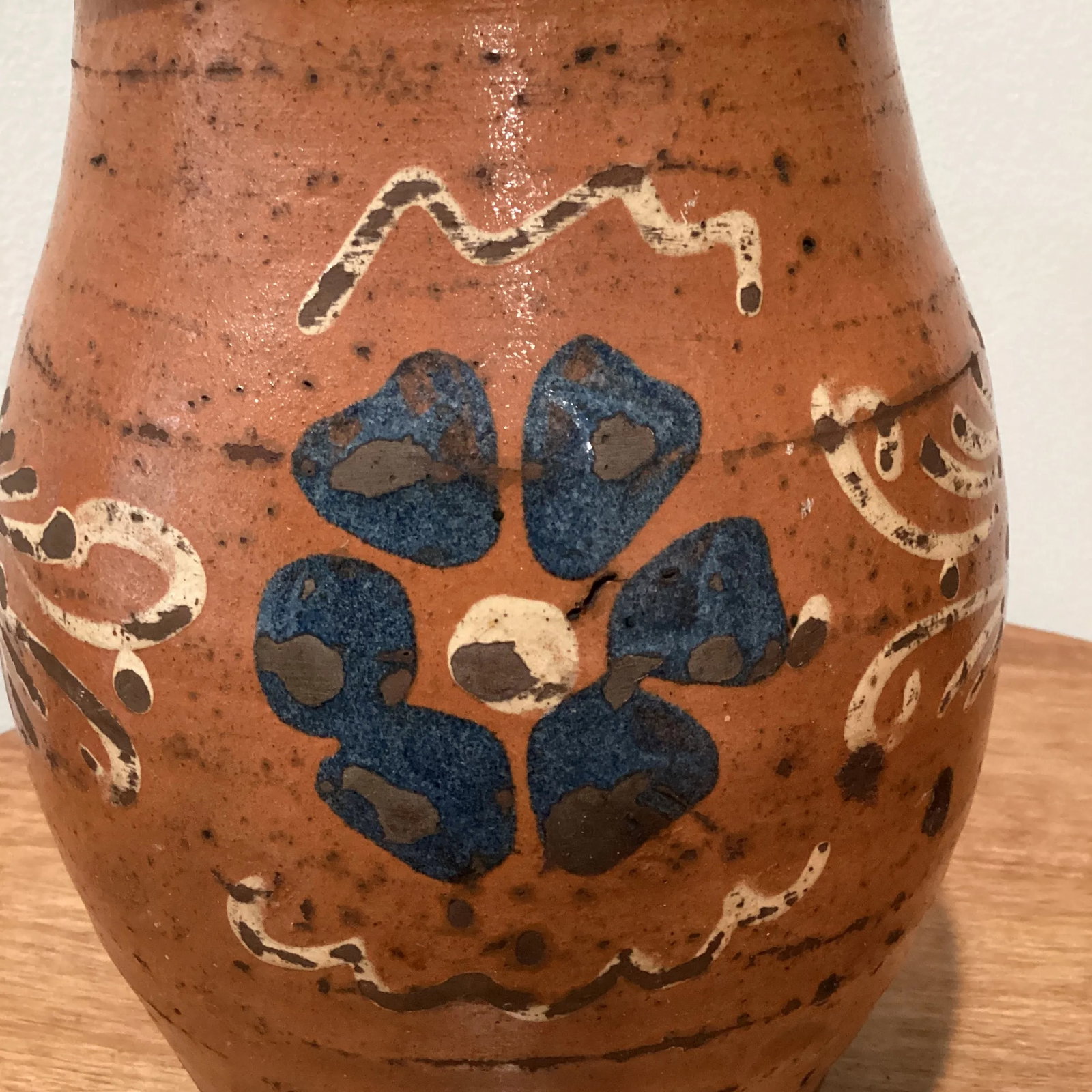 Antique French Terracotta Glazed Floral Decor Pitcher 19th Century - 7