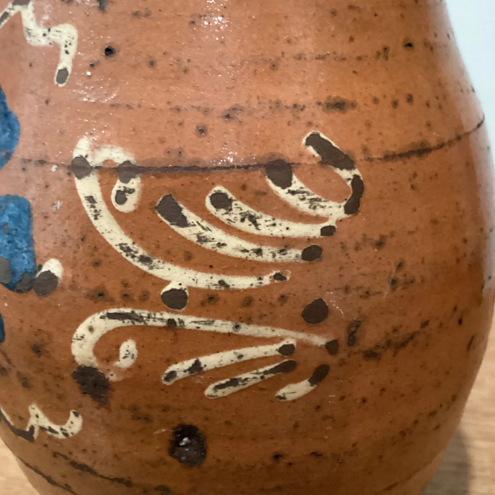 Antique French Terracotta Glazed Floral Decor Pitcher 19th Century - 9