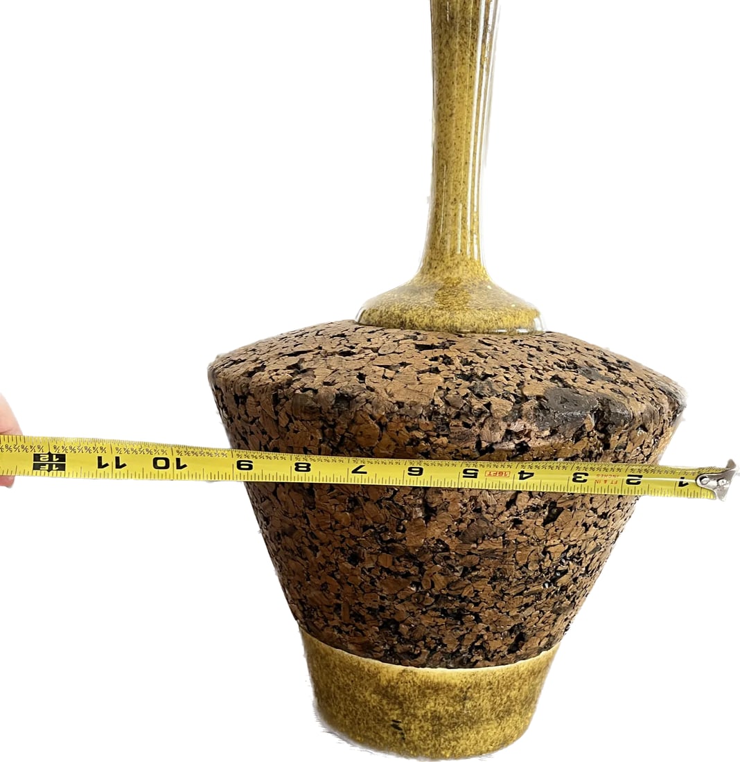 1950s Mid-Century Modern Large Cork and Ceramic Table Lamp - 5
