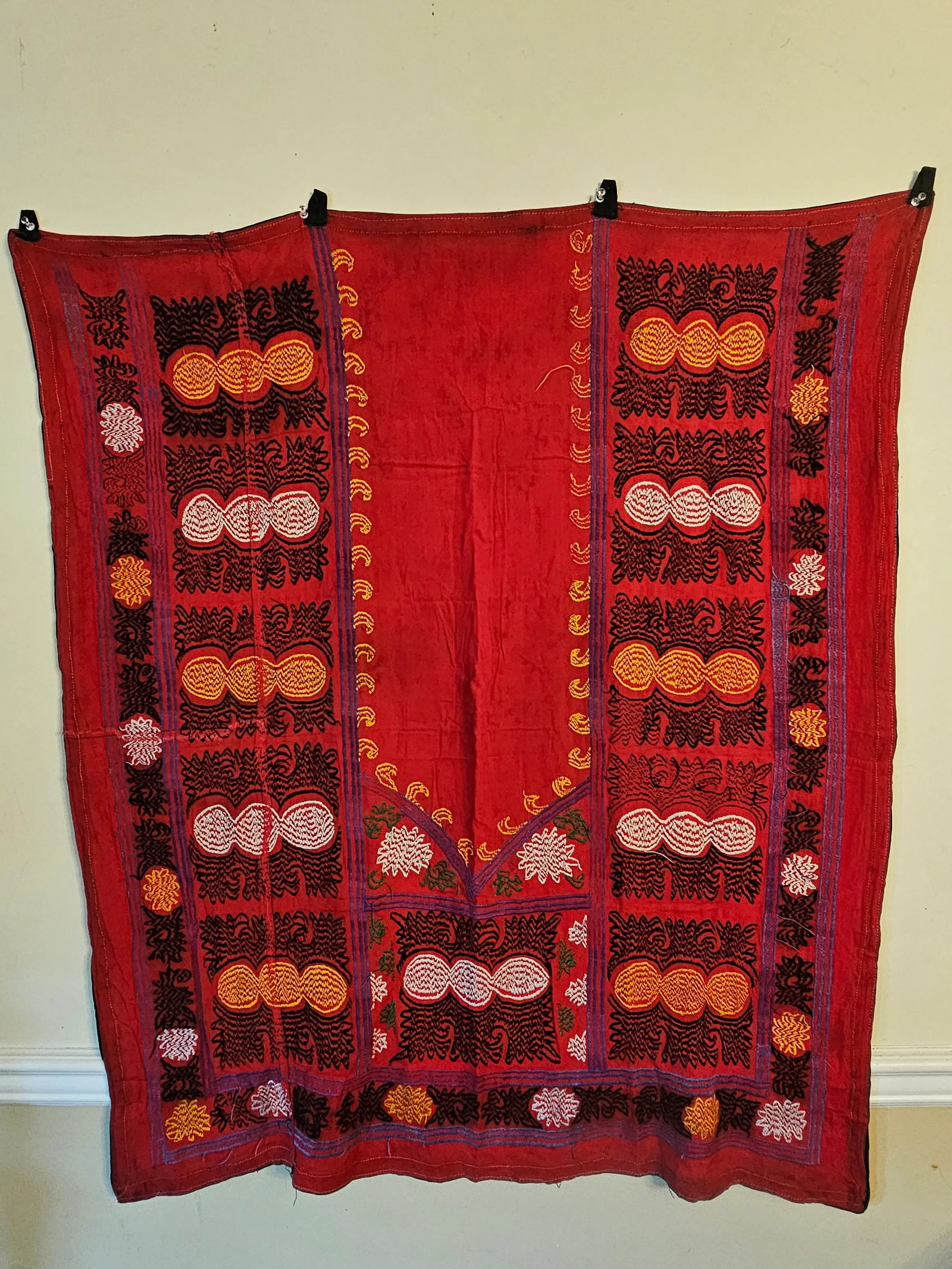 Early 20th Century Samarkand Silk and Cotton Embroideded Suzani Prayer Hanging - 5
