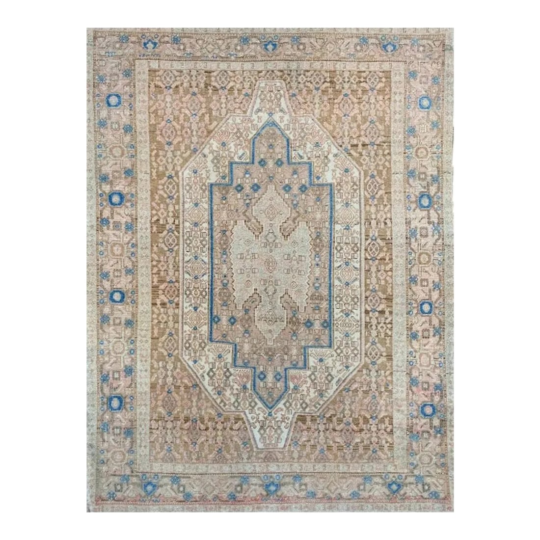 1930s Old Persian Kurdish Area Rug 4x5: Exact Size: 3'11" x 5'2" Color: Brown Age: Old Materials: Wool Construction: Hand Knotted Condition: Alterations: Original Design Modified Imperfections: Some Imperfections Condition Notes: Great cond