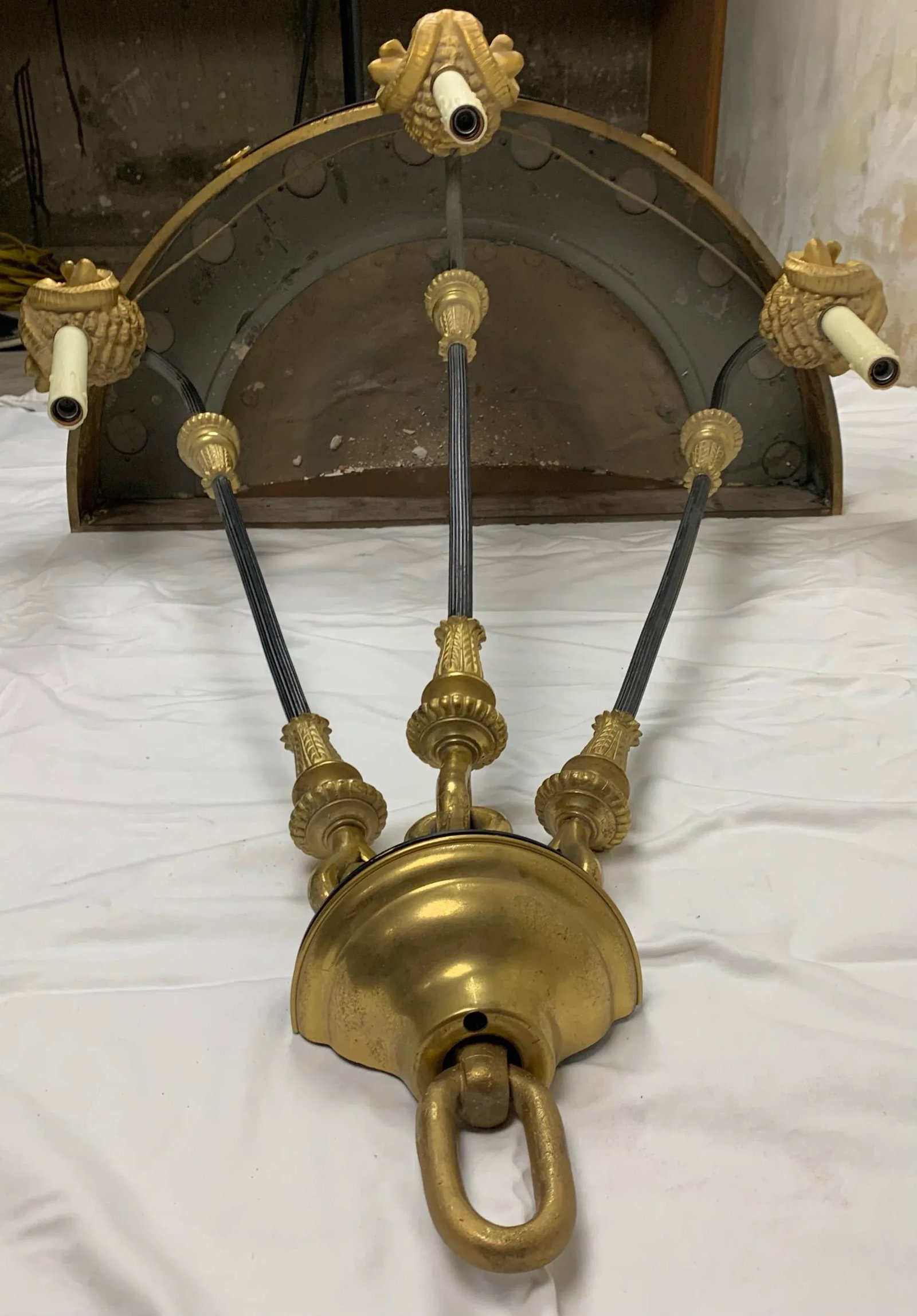 Early 20th Century Gilt Bronze Empire Style Half Pendant Chandelier - 3