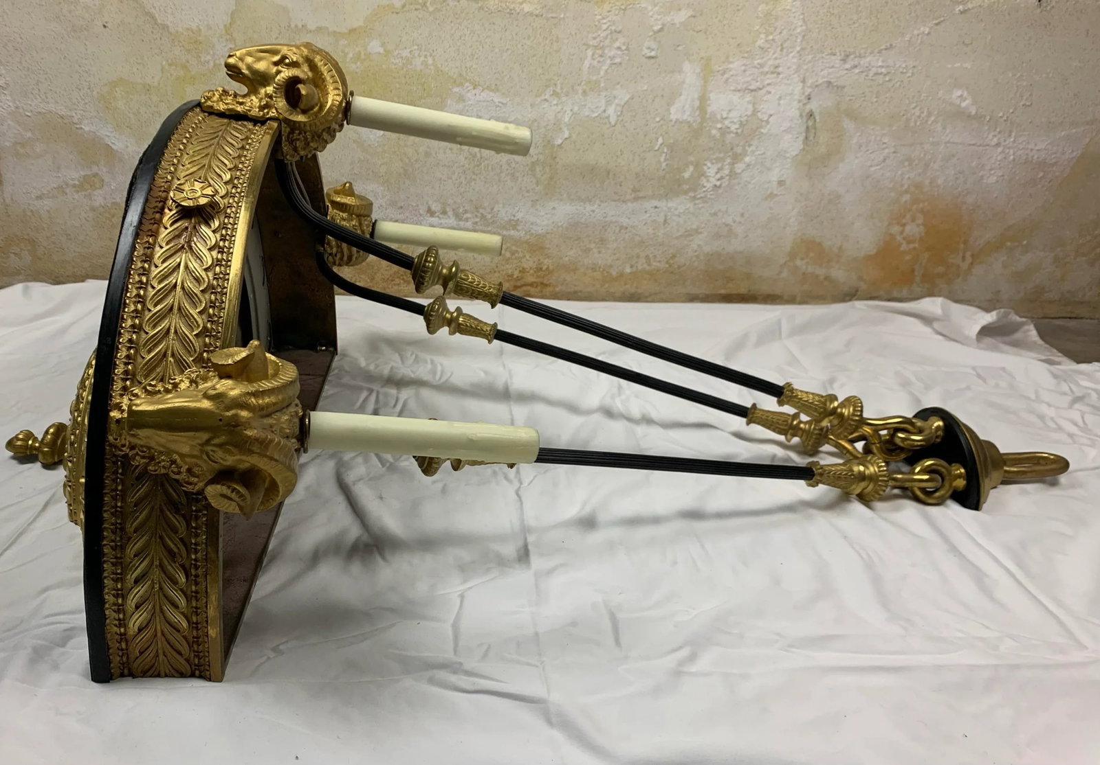 Early 20th Century Gilt Bronze Empire Style Half Pendant Chandelier - 4