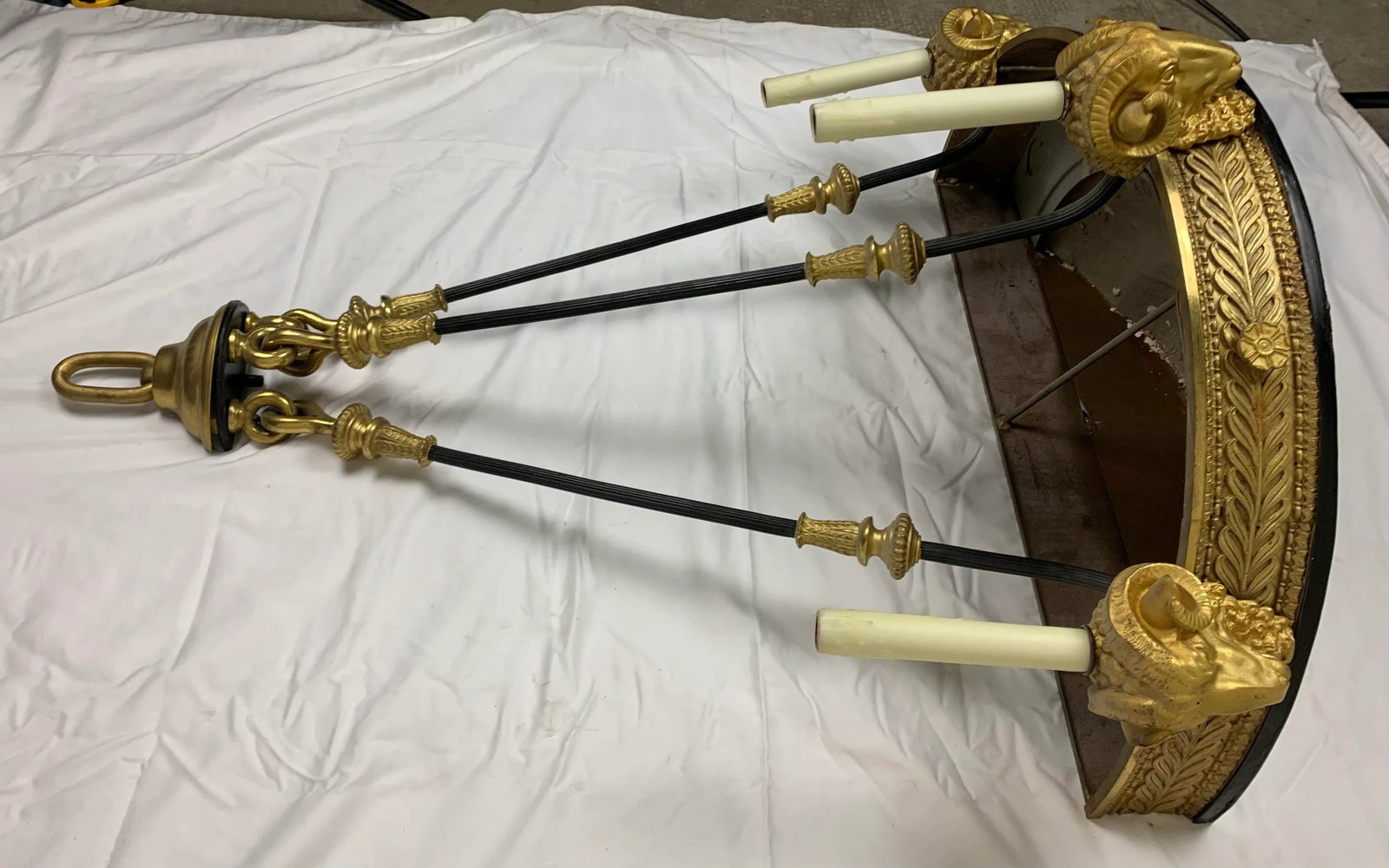 Early 20th Century Gilt Bronze Empire Style Half Pendant Chandelier - 5