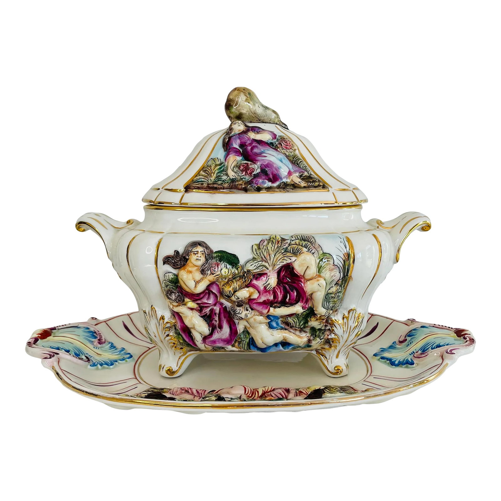 1960s Italian Ceramic Footed Tureen With Underplate (1 of 12)