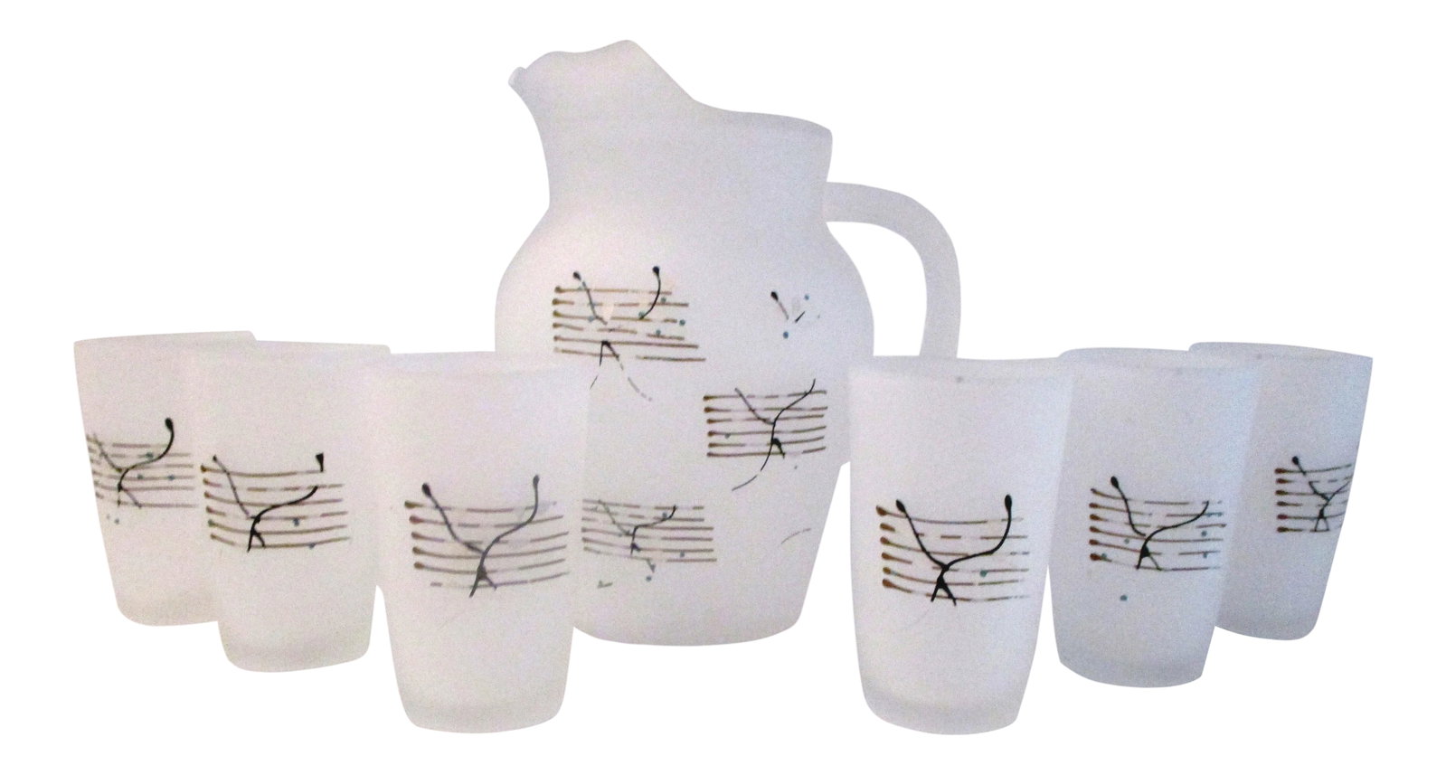 1950s Japanese Frosted Glass Juice Set - 7 Pieces (1 of 10)