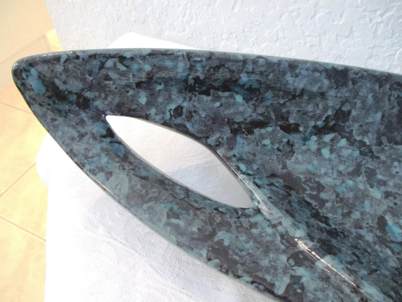 1950s Vintage Turquoise Green & Black Boomerang Bowl - 2