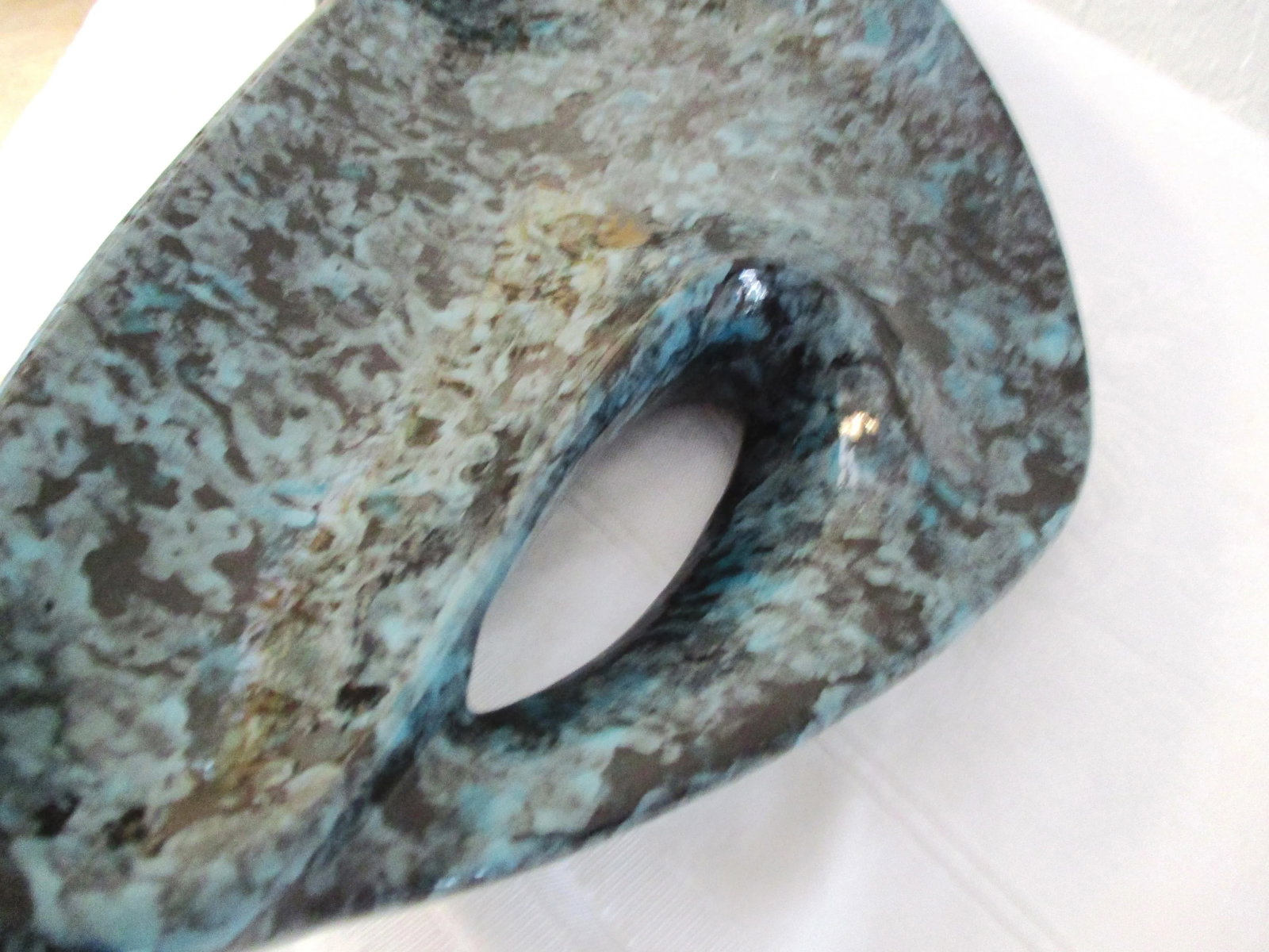 1950s Vintage Turquoise Green & Black Boomerang Bowl - 3