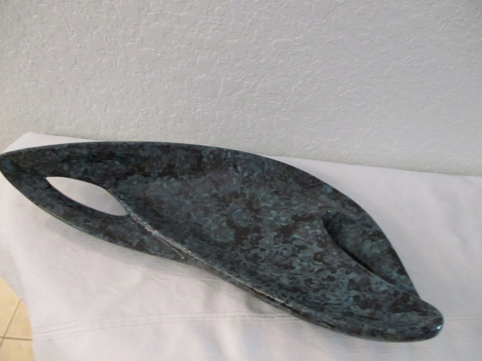 1950s Vintage Turquoise Green & Black Boomerang Bowl - 4
