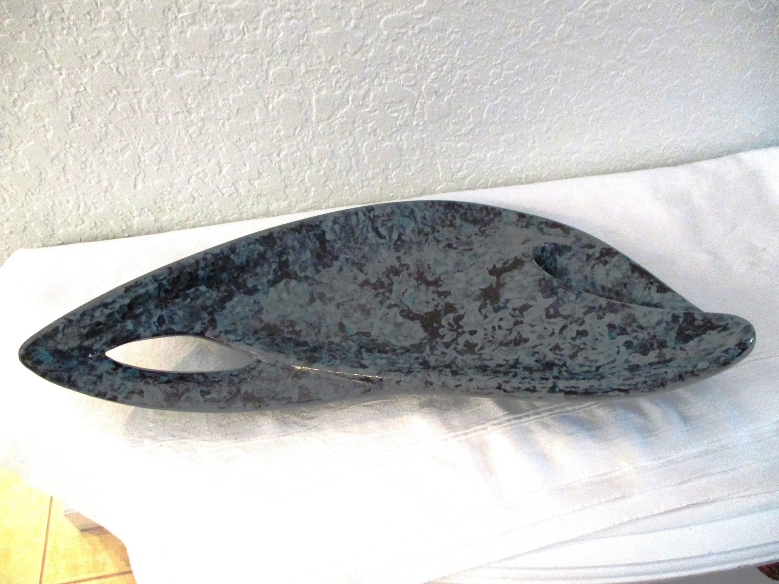 1950s Vintage Turquoise Green & Black Boomerang Bowl - 5