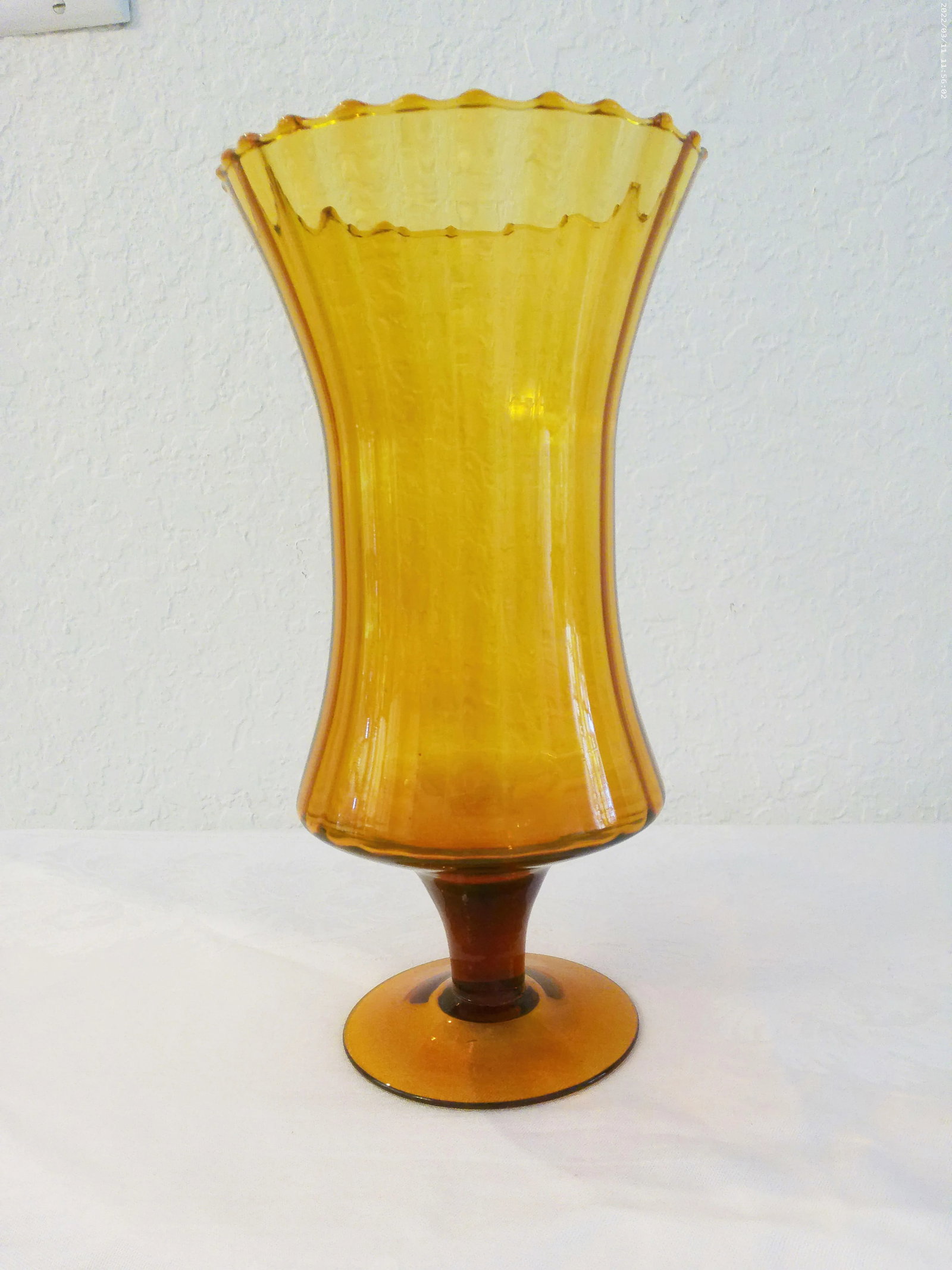 1970s Italian Empoli Optic Glass Amber Vase - 2