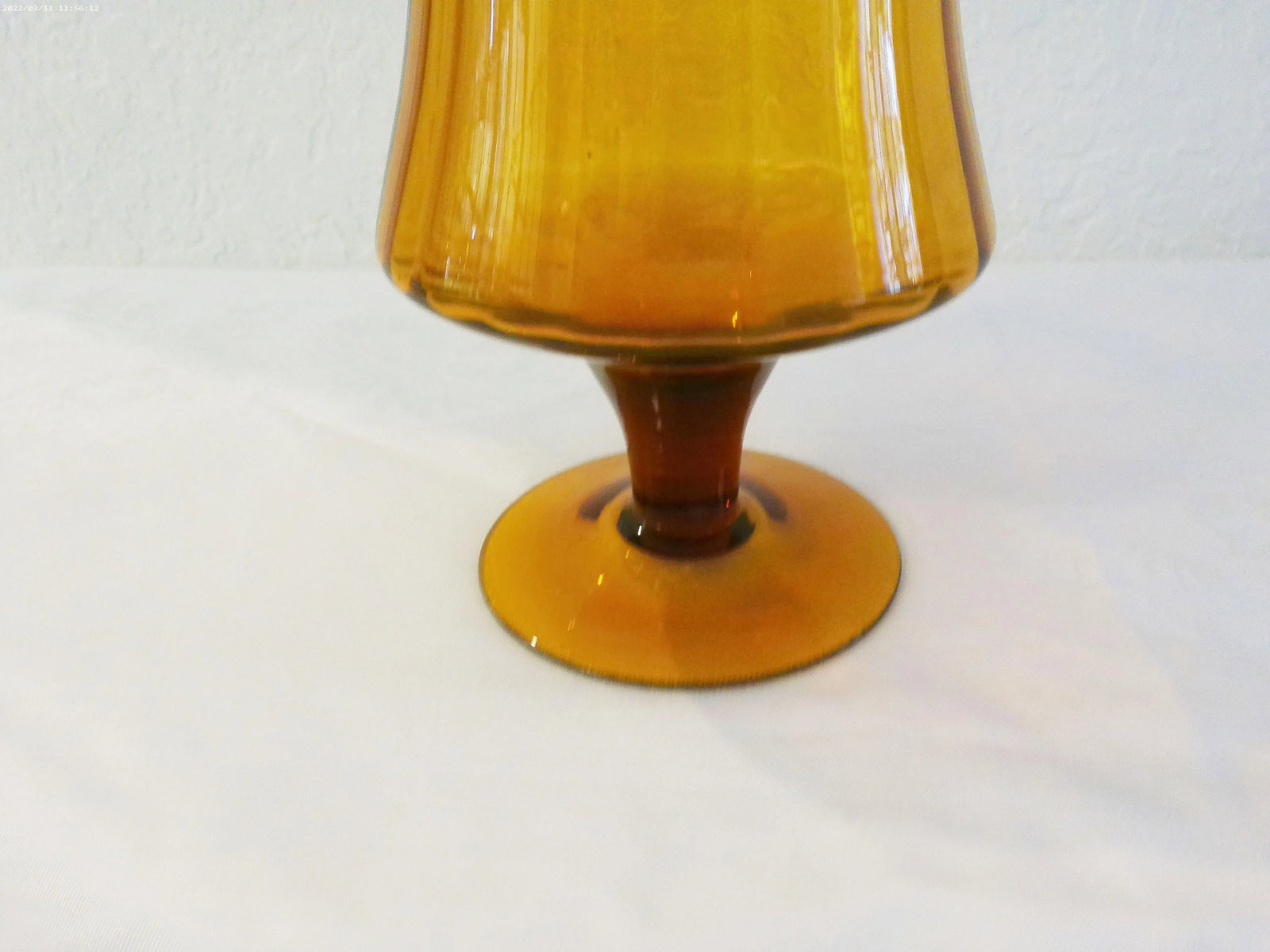1970s Italian Empoli Optic Glass Amber Vase - 3