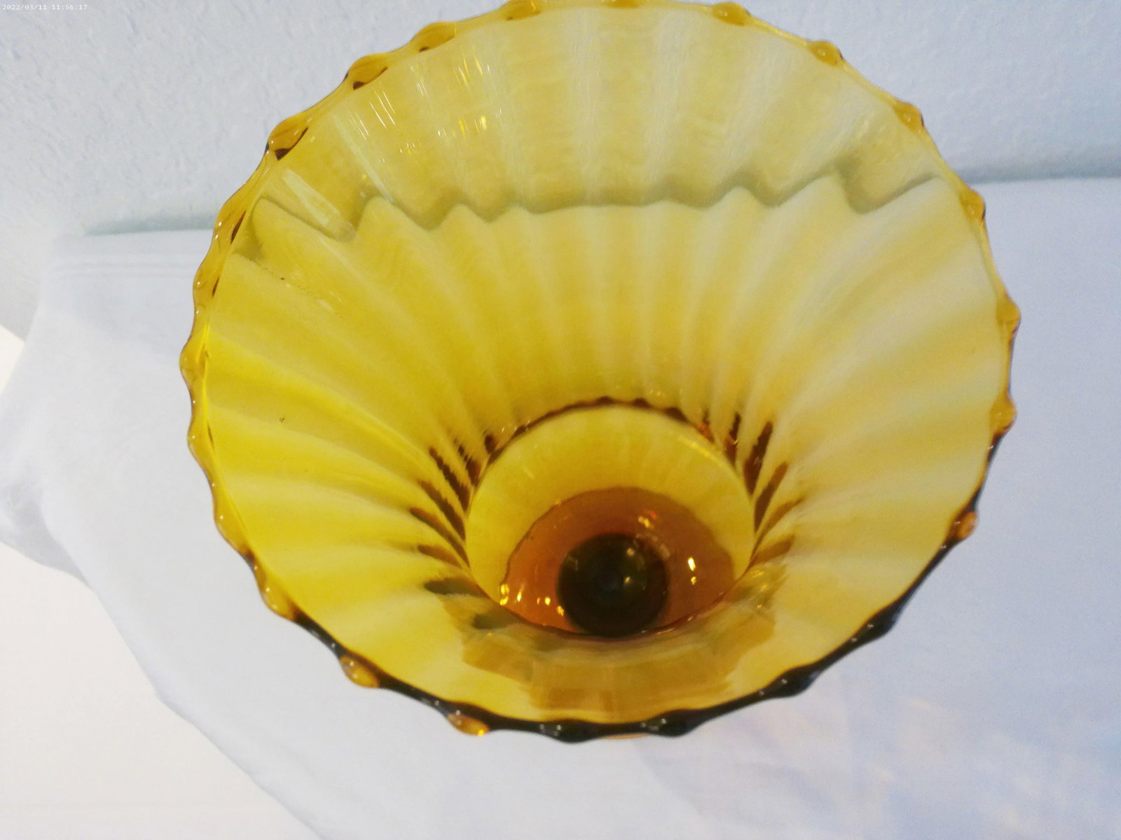 1970s Italian Empoli Optic Glass Amber Vase - 4