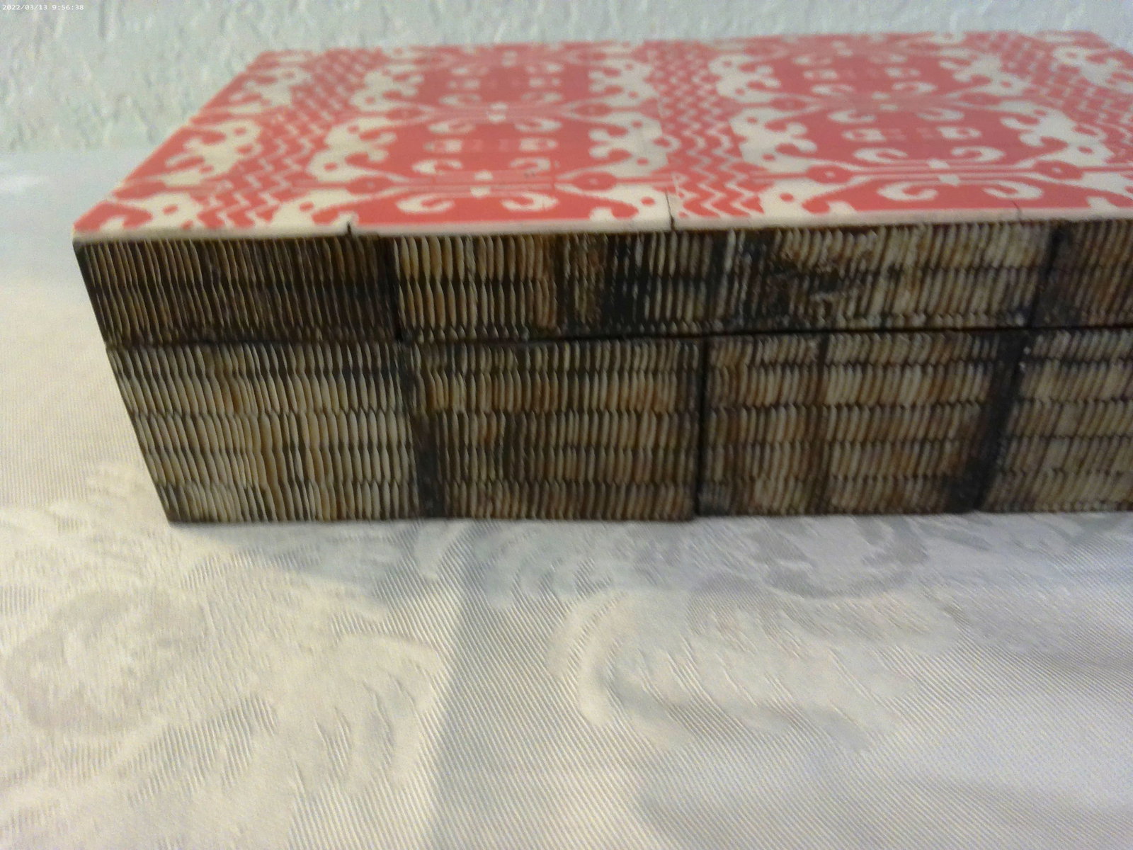 Indian Wood & Bone Ikat Lidded Box - 3