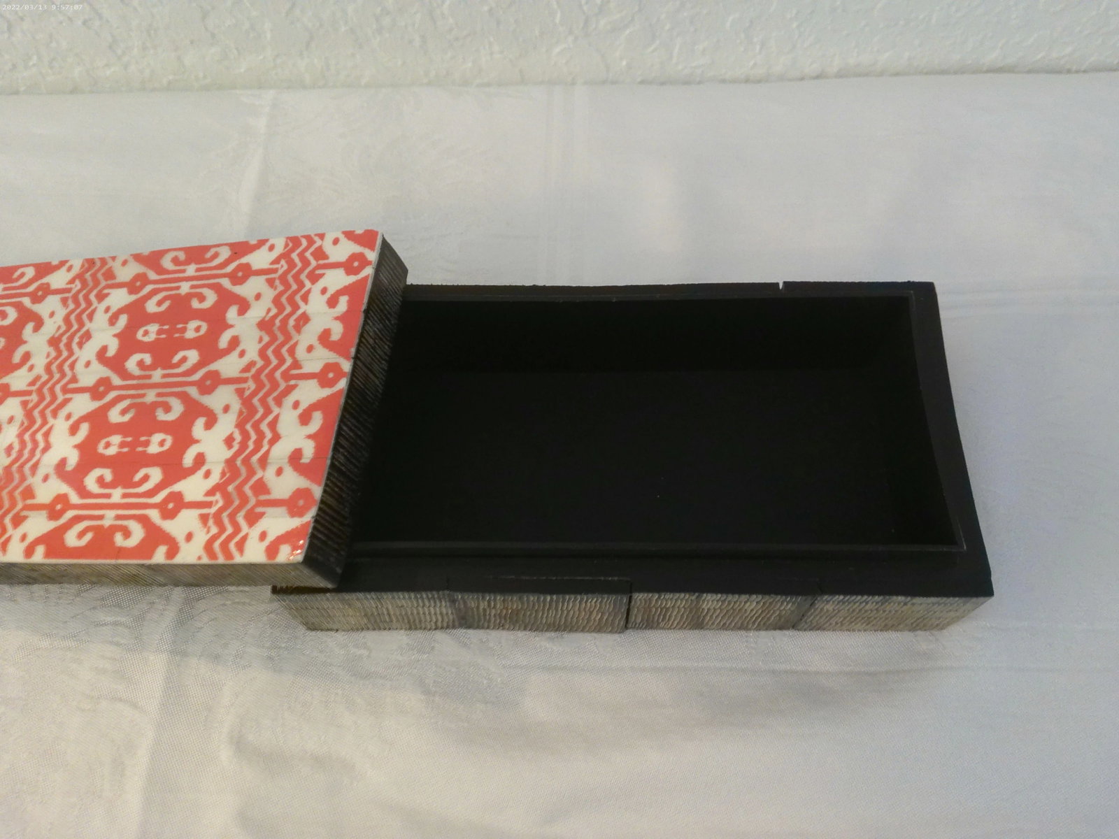 Indian Wood & Bone Ikat Lidded Box - 4