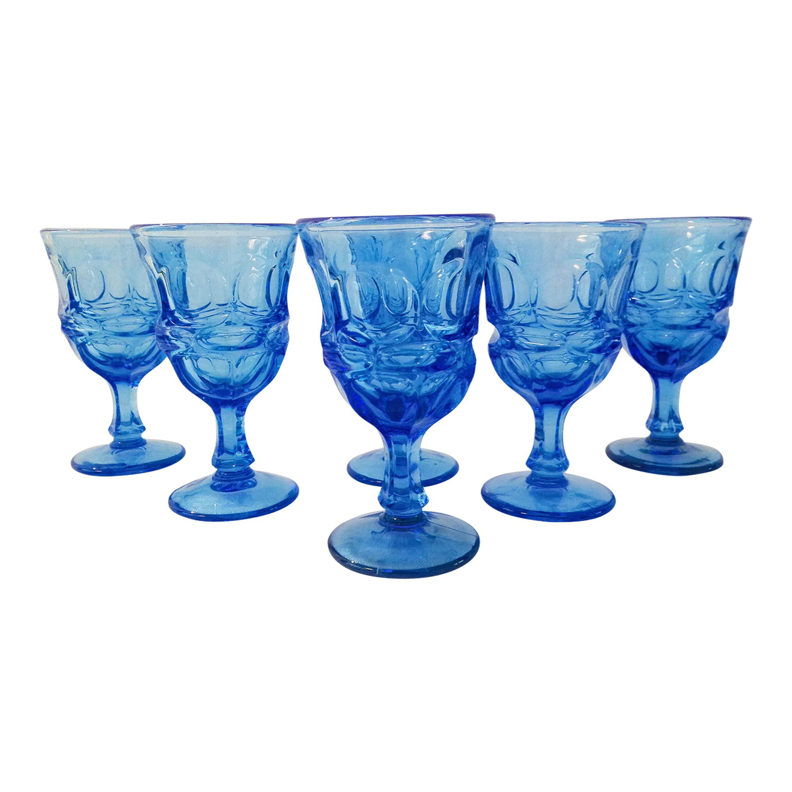 1970s Fostoria Argus Blue Goblets, Set of 6 (1 of 3)