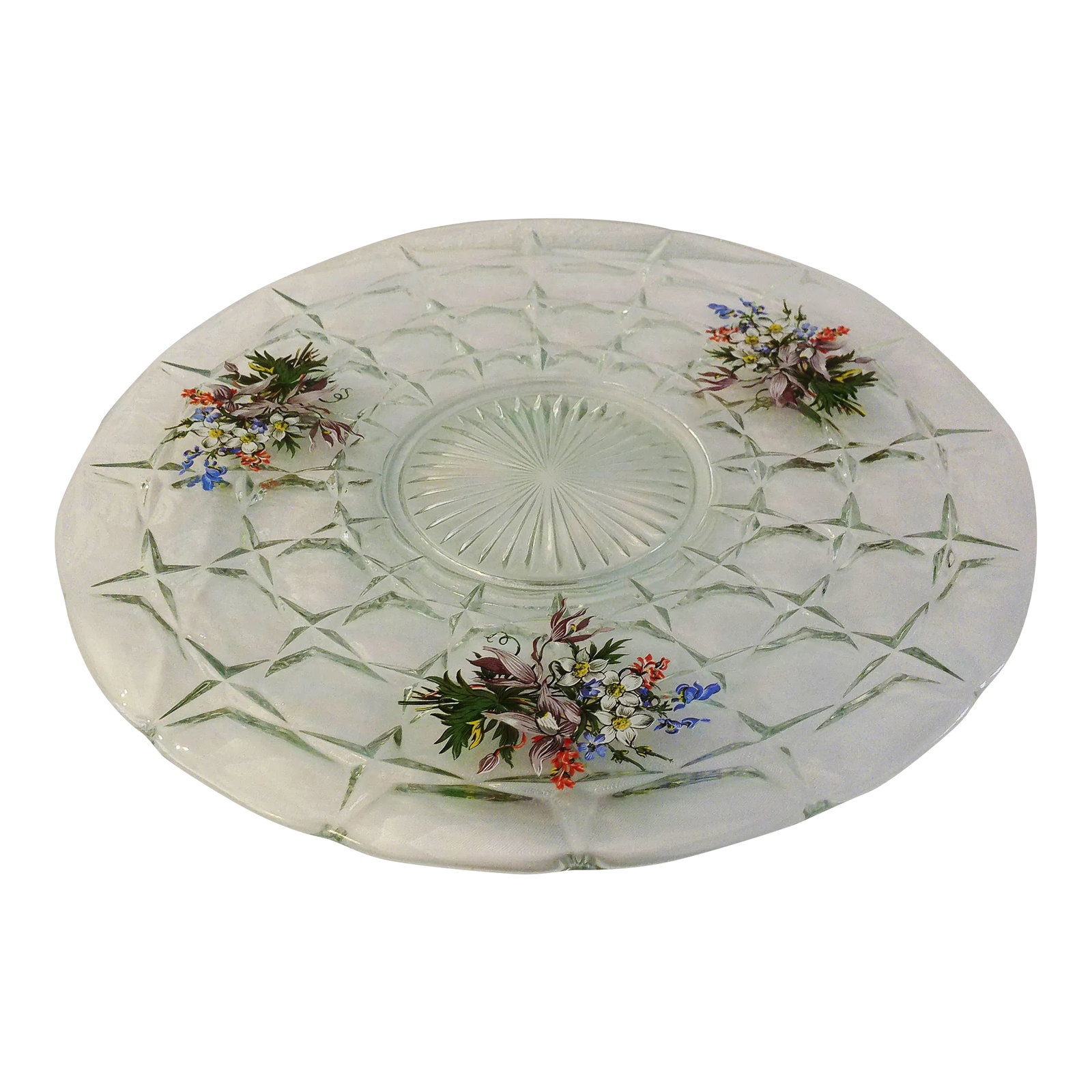 Vintage Floral Glass Cake Plate/Platter (1 of 5)