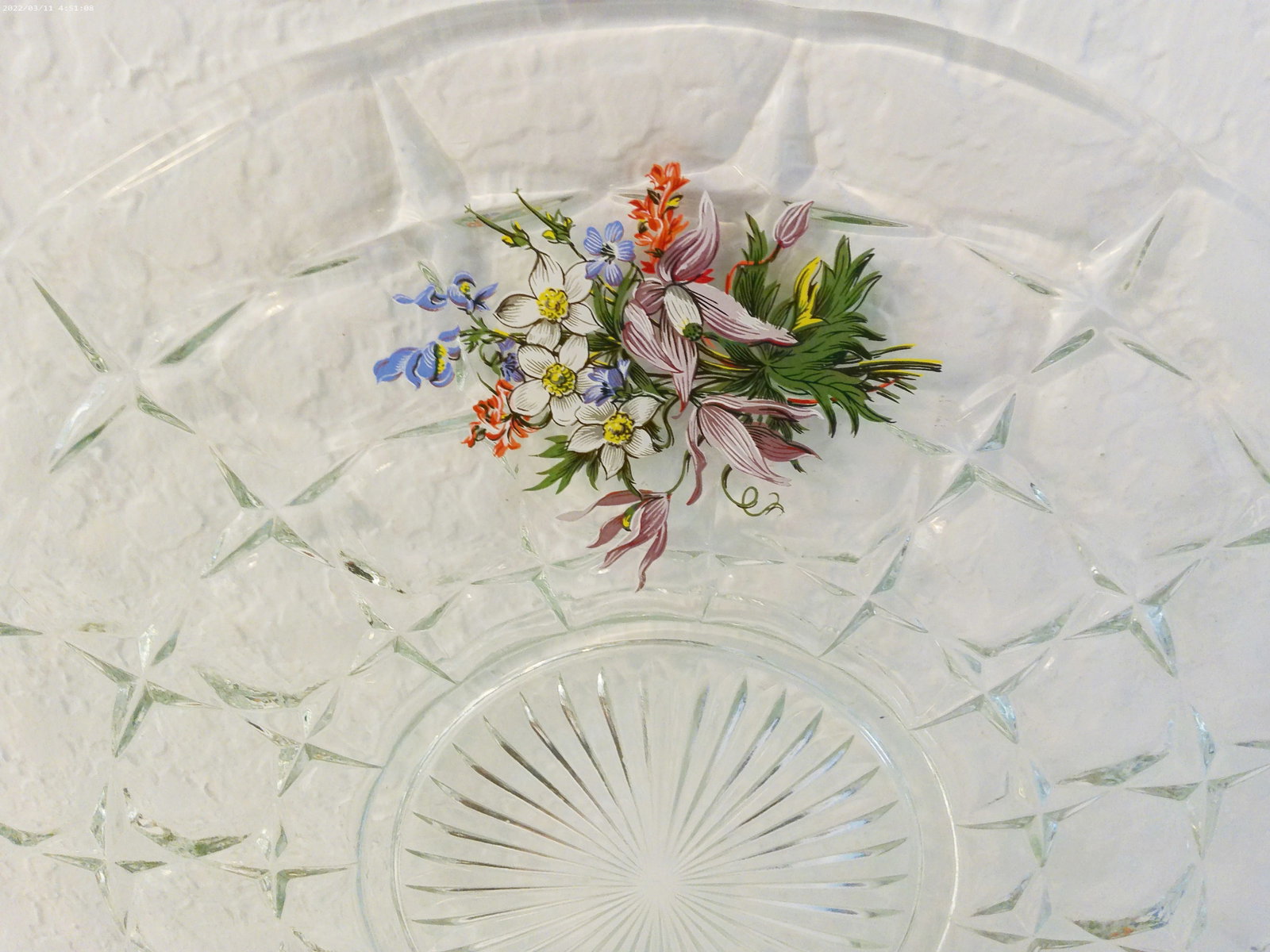 Vintage Floral Glass Cake Plate/Platter - 5