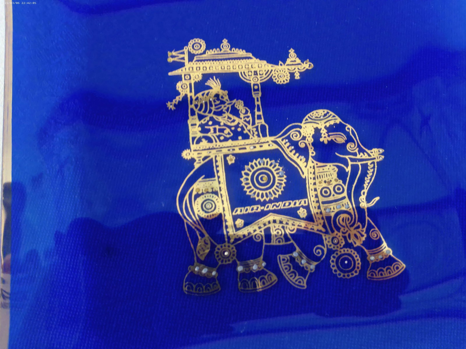 Mid-Century Cobalt Blue & Gold Royal Appetizer Trays, Set of 7 - 3