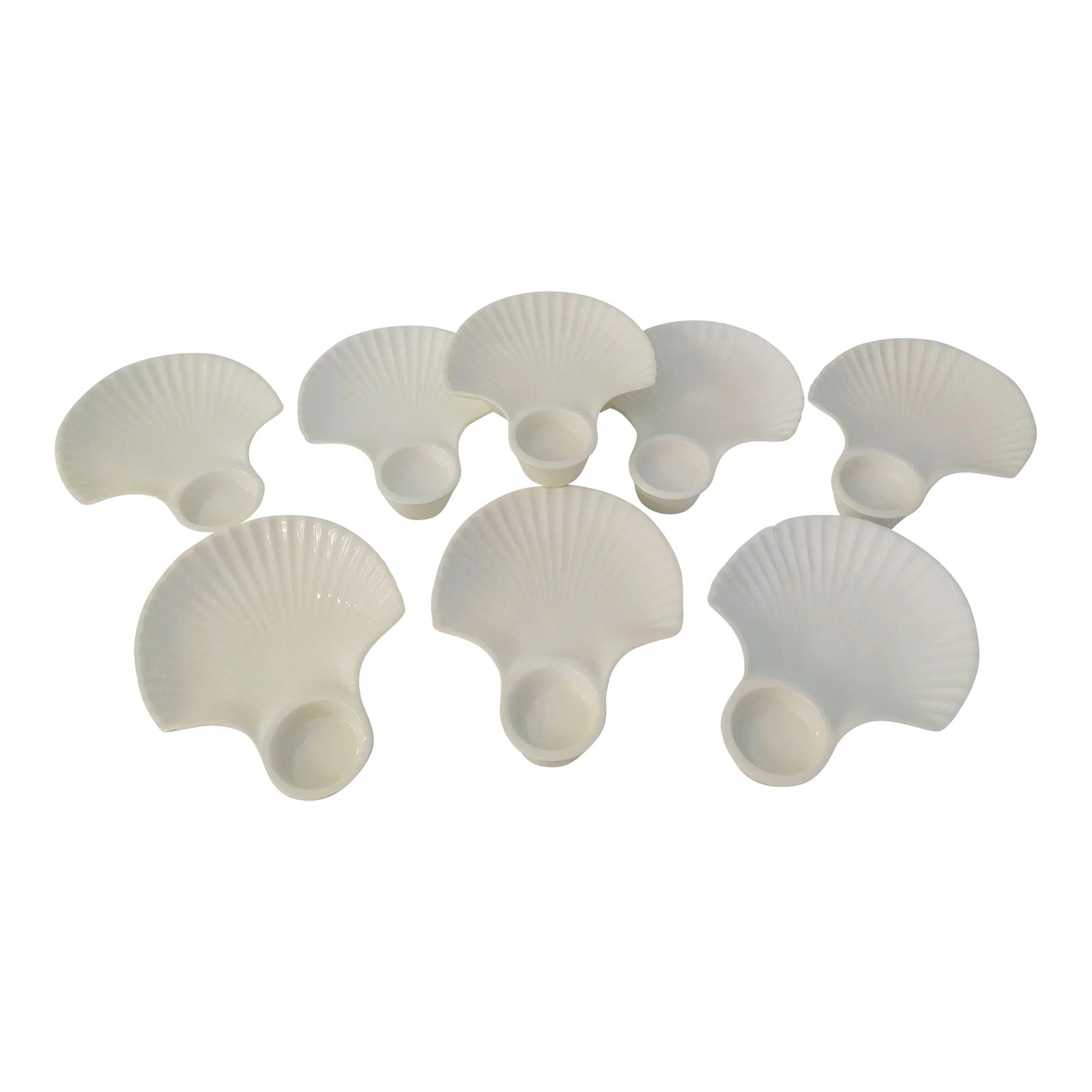 Vintage Portuguese White Clam Shell Plates, Set of 8 (1 of 4)