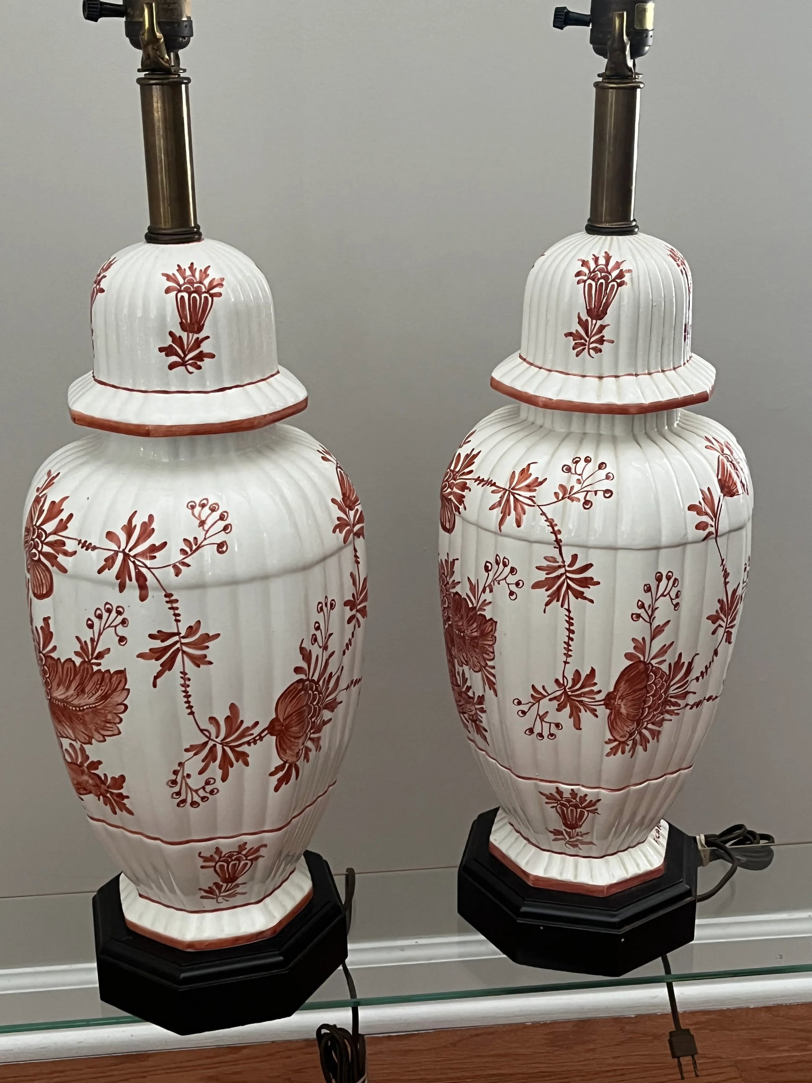 Pair of Vintage Frederick Cooper Ginger Jar Lamps 1970's - 3