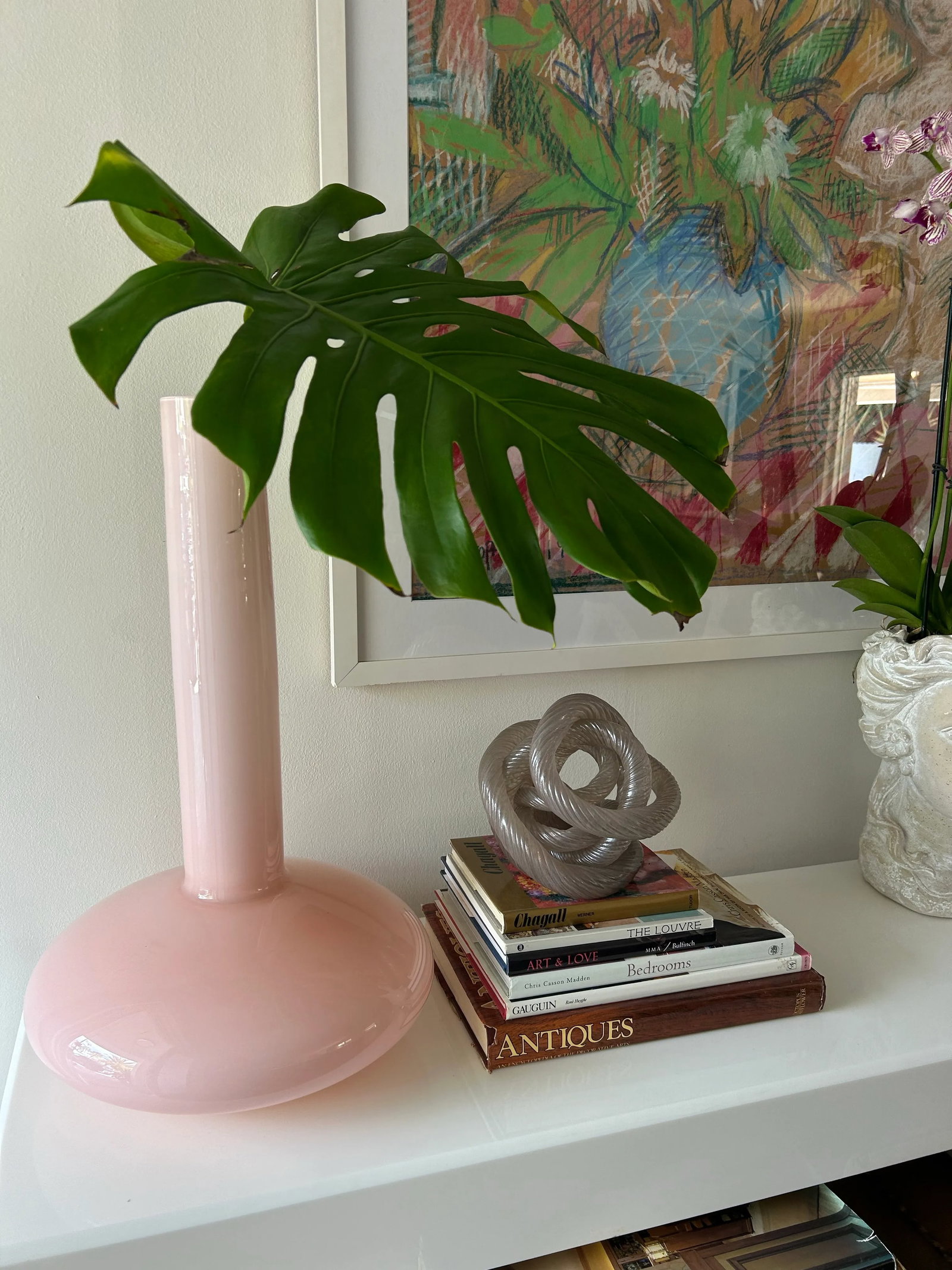 1980s Postmodern Pink Glass Bottle Vase-Laslo for Mikasa - 9
