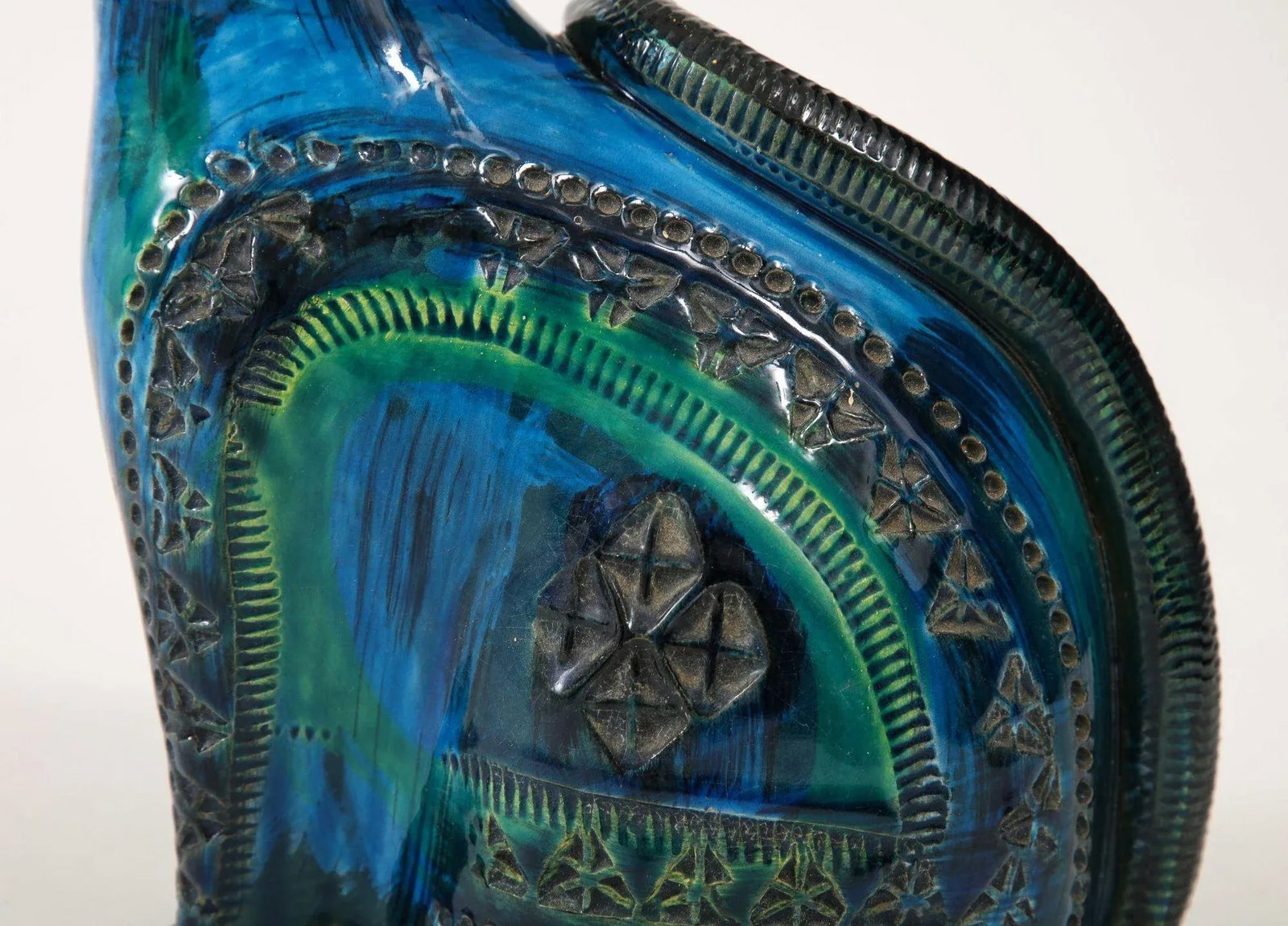 Ceramic Cat by Aldo Londi for Bitossi in 'Rimini Blue' With Incised Decoration Italy. Circa 1960 - 11