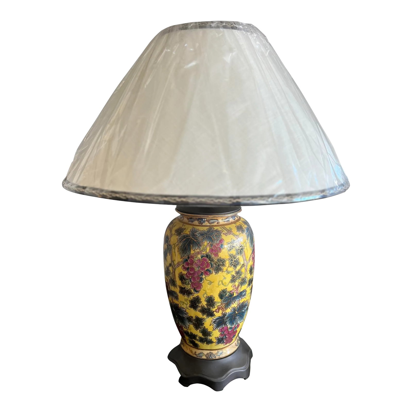 80's Yellow Chinoiserie Table Lamp-Single (1 of 10)