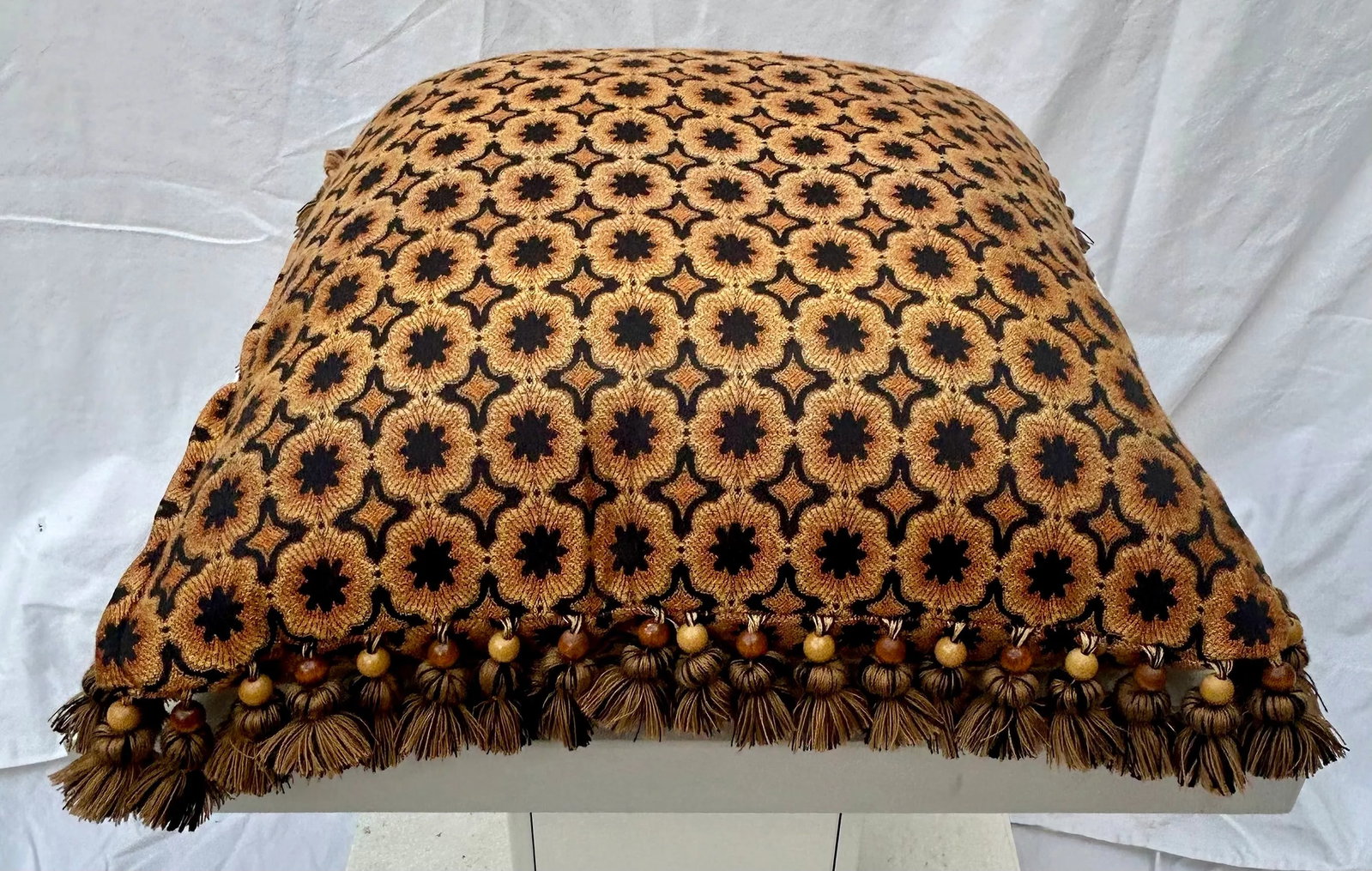 Vintage Boho Chic Macrame Fringed Decorative Pillow - 3