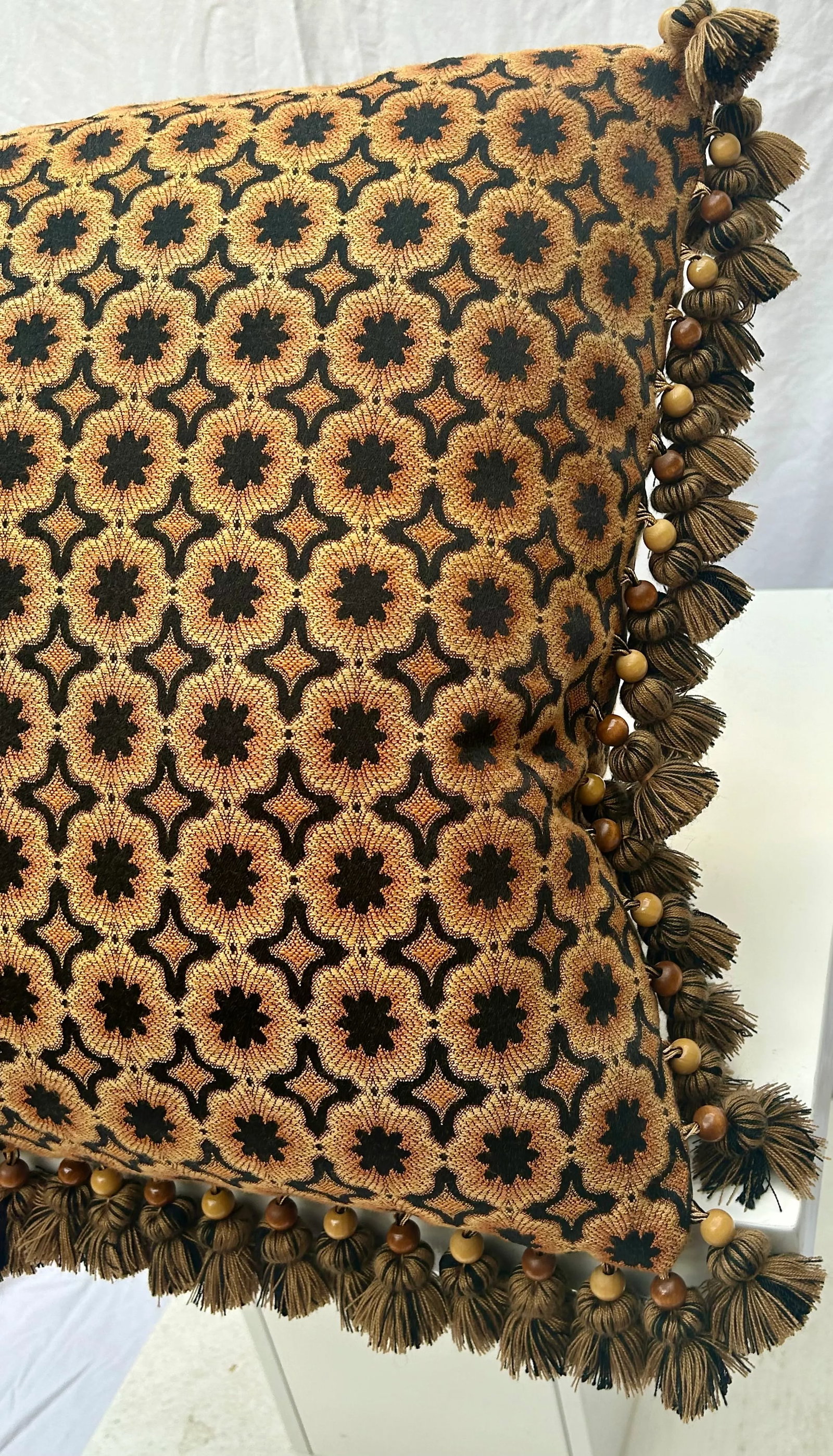 Vintage Boho Chic Macrame Fringed Decorative Pillow - 5