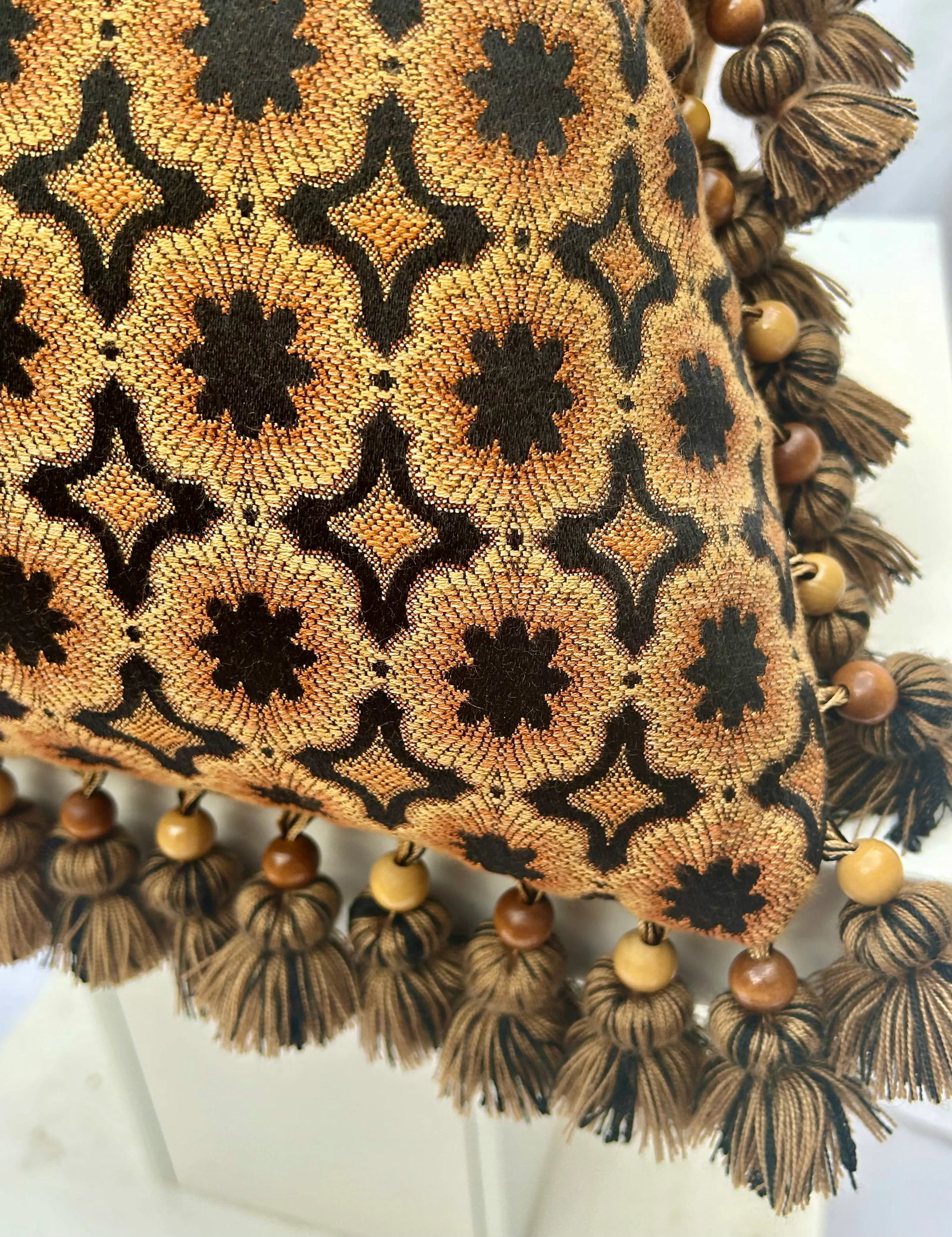 Vintage Boho Chic Macrame Fringed Decorative Pillow - 6